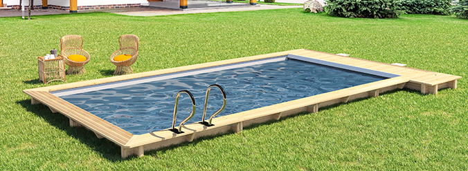 décoration piscine bois